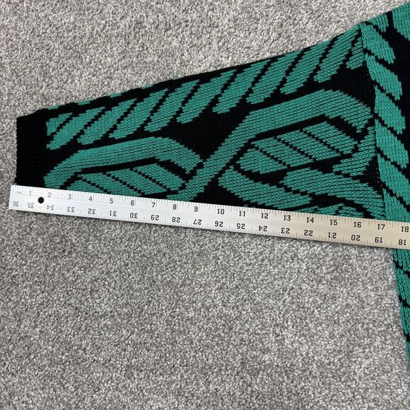 Vintage Genoa Sweater Womens Medium Black Green Acrylic Knit Crewneck 80s 90s - Picture 8 of 8